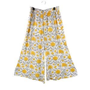 Zuba Floral Palazzo Pants Size L/XL Wide Leg Lined Summer Beach